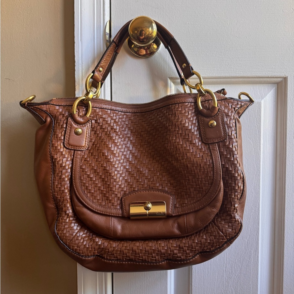 Coach brown Kristin Woven leather bag
